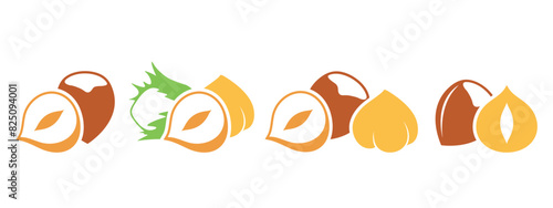 Hazelnut logo. Isolated hazelnut on white background