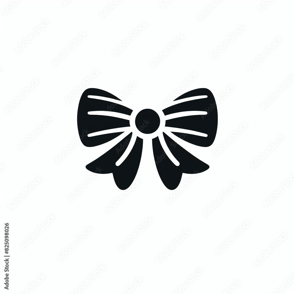 Minimalist ribbon bow logo silhouette on white background Minimalist ribbon bow logo silhouette on white background