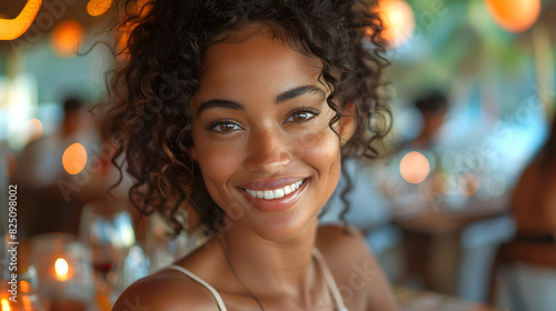 portrait of a woman in a restaurant