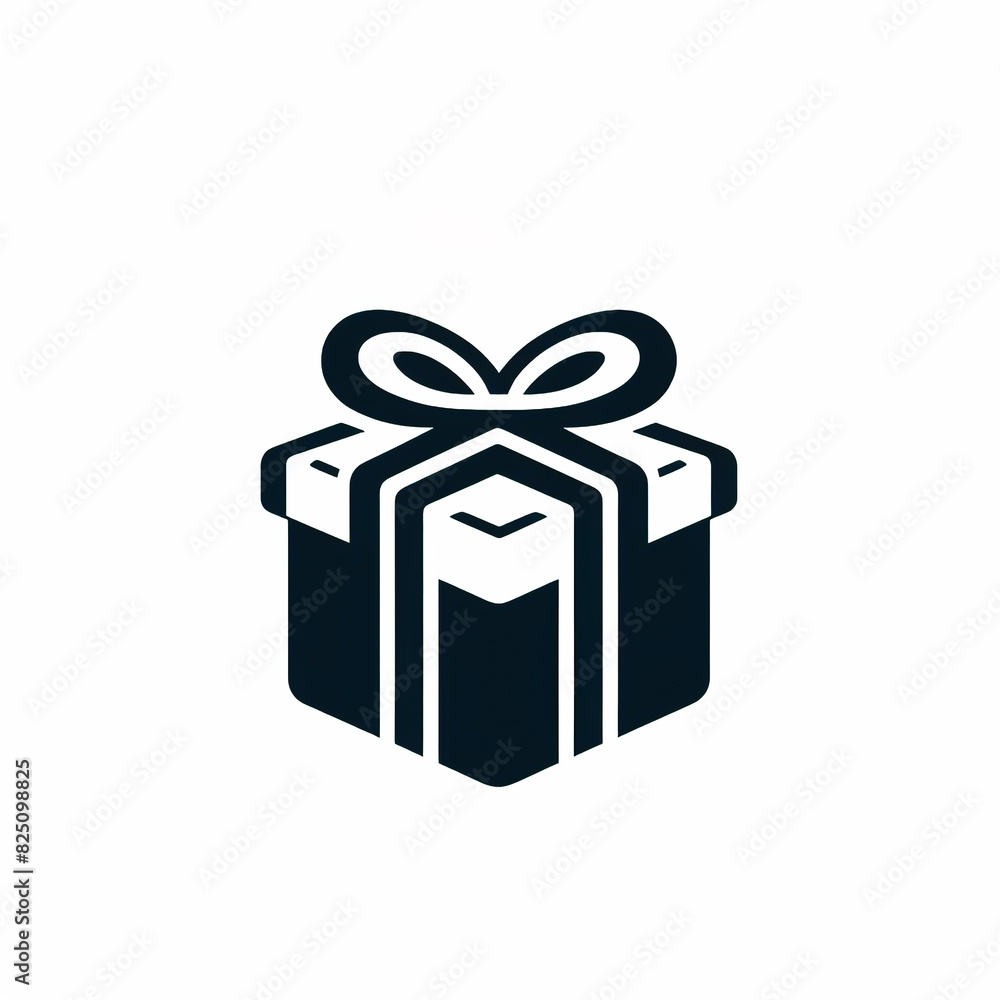 Minimalist gift, present logo silhouette on white background Minimalist gift, present logo silhouette on white background
