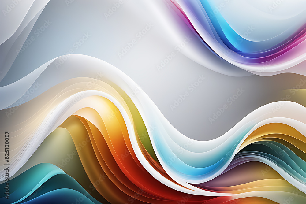 Fototapeta premium White and colourful flow wave glass colorful background