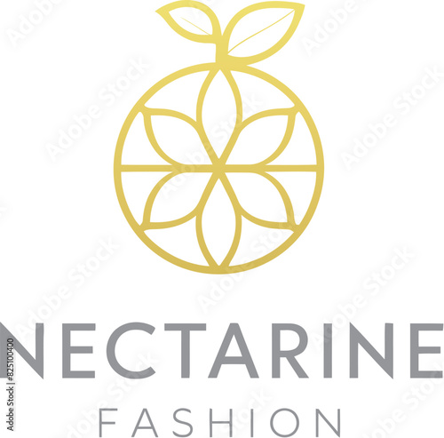 Colorful nectarine fashion logo design template. AI generative.