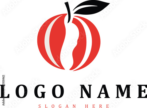 Colorful nectarine fashion logo design template. AI generative.