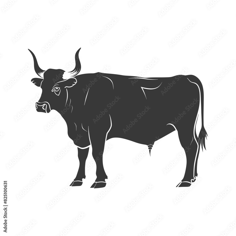 Silhouette bull animal black color only Silhouette bull animal black color only