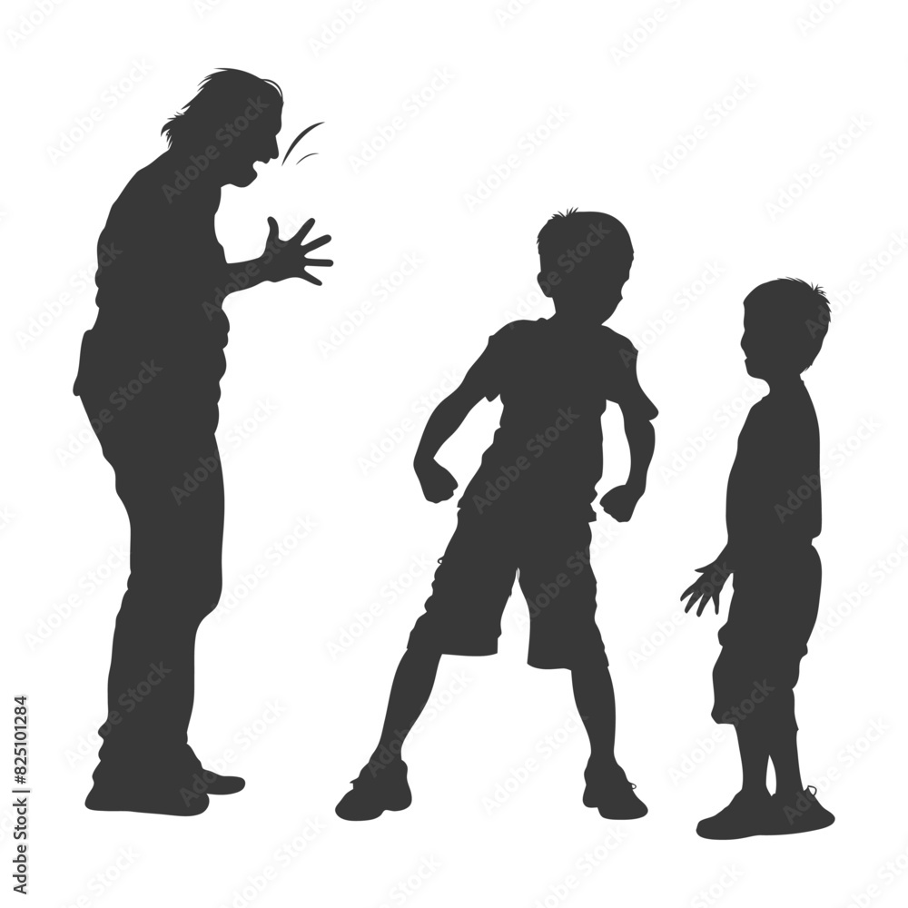 Silhouette Child abuse Parents scold children boy black color only