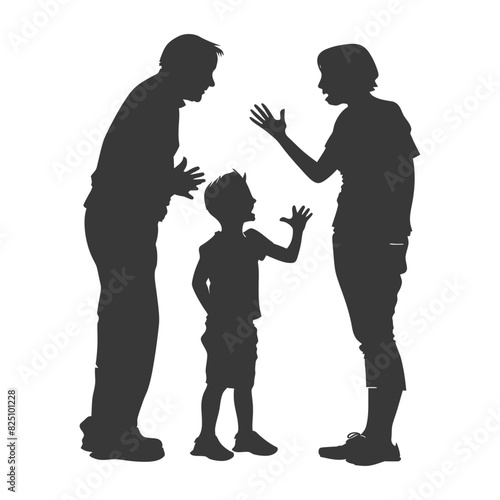 Silhouette Child abuse Parents scold children boy black color only