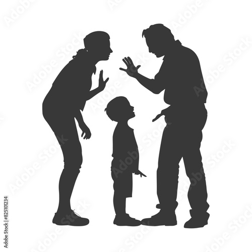 Silhouette Child abuse Parents scold children boy black color only