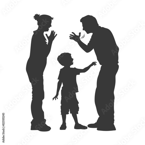 Silhouette Child abuse Parents scold children boy black color only