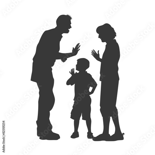 Silhouette Child abuse Parents scold children boy black color only