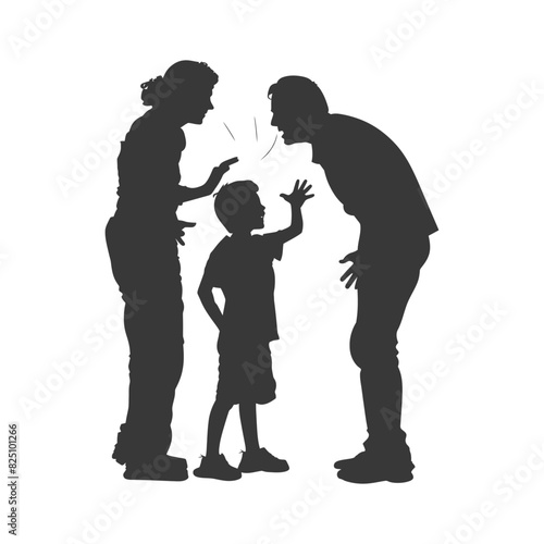 Silhouette Child abuse Parents scold children boy black color only