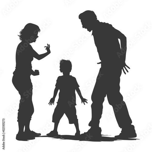 Silhouette Child abuse Parents scold children boy black color only