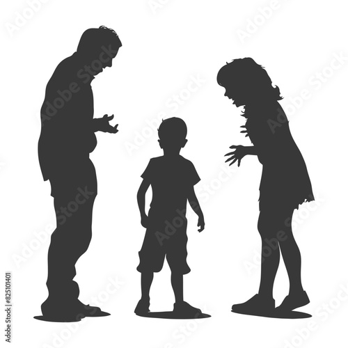 Silhouette Child abuse Parents scold children boy black color only