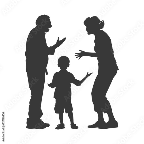 Silhouette Child abuse Parents scold children boy black color only