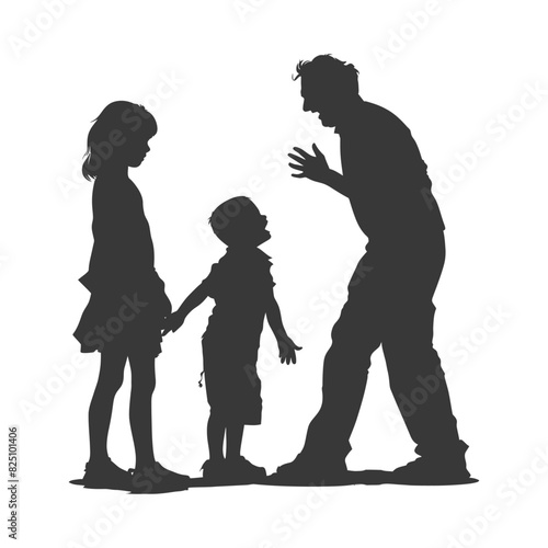 Silhouette Child abuse Parents scold children boy black color only