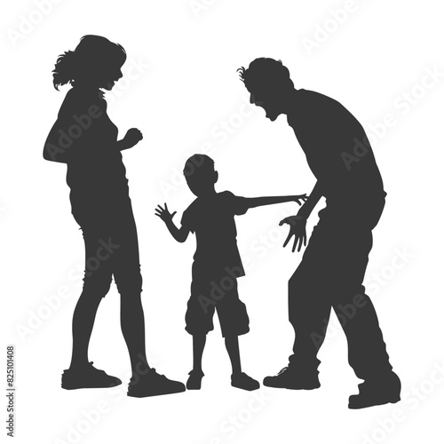 Silhouette Child abuse Parents scold children boy black color only