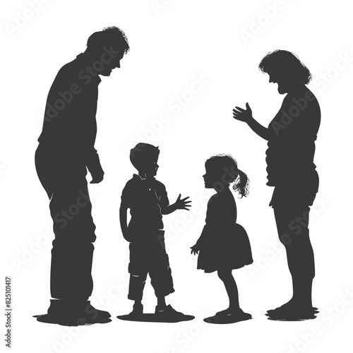 Silhouette Child abuse Parents scold children boy black color only
