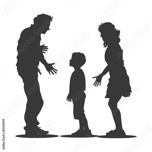 Silhouette Child abuse Parents scold children boy black color only