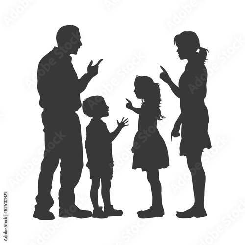Silhouette Child abuse Parents scold children girl black color only