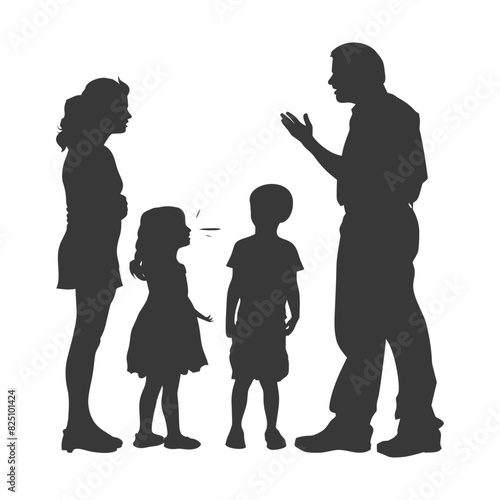 Silhouette Child abuse Parents scold children girl black color only