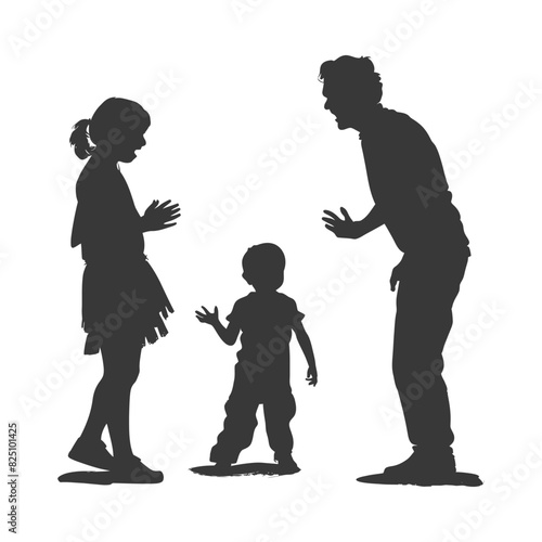 Silhouette Child abuse Parents scold children boy black color only