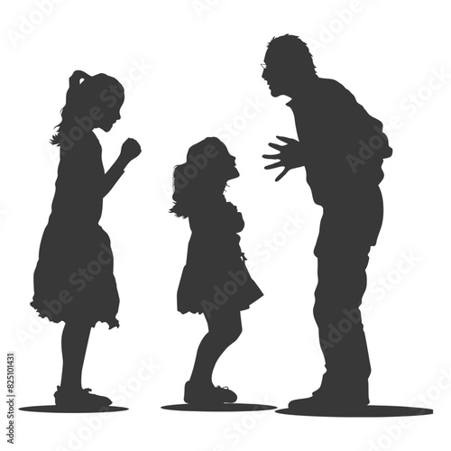 Silhouette Child abuse Parents scold children girl black color only