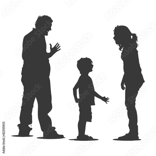 Silhouette Child abuse Parents scold children boy black color only