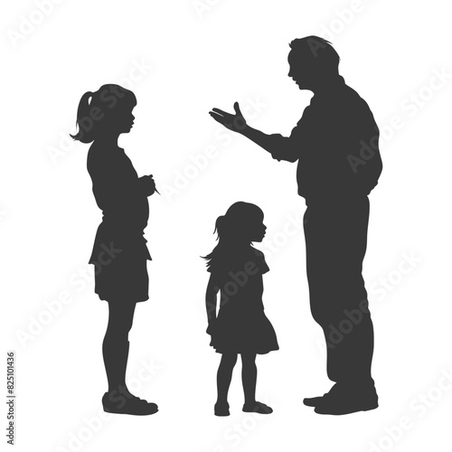 Silhouette Child abuse Parents scold children girl black color only