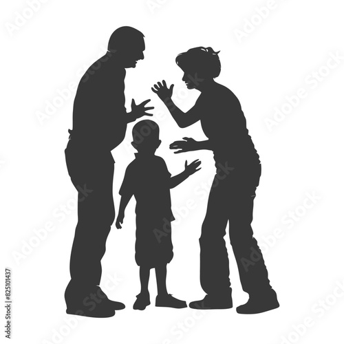 Silhouette Child abuse Parents scold children boy black color only