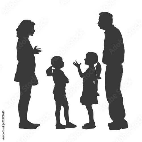 Silhouette Child abuse Parents scold children girl black color only