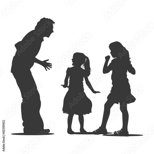 Silhouette Child abuse Parents scold children girl black color only