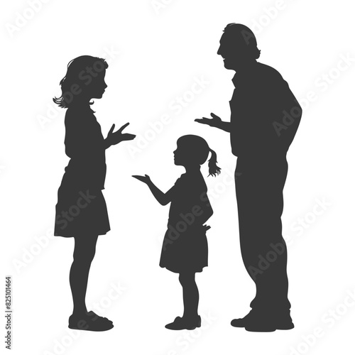 Silhouette Child abuse Parents scold children girl black color only