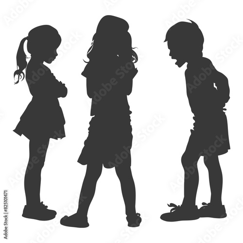 Silhouette Child abuse Parents scold children girl black color only
