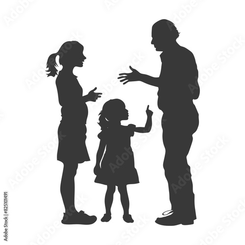 Silhouette Child abuse Parents scold children girl black color only