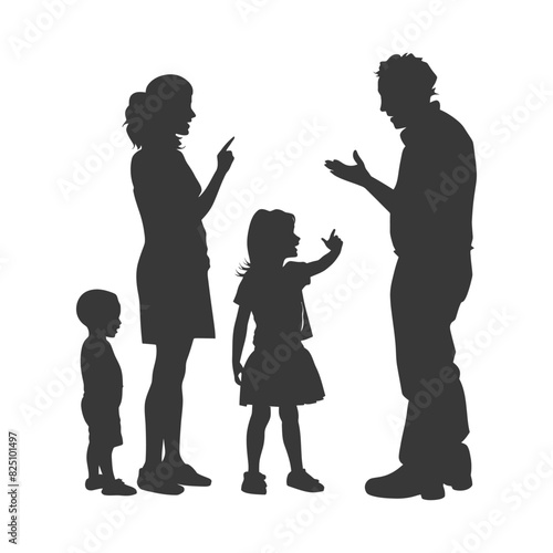 Silhouette Child abuse Parents scold children girl black color only