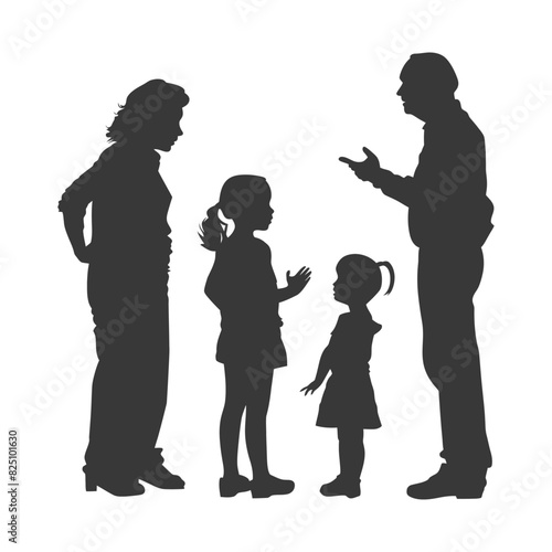 Silhouette Child abuse Parents scold children girl black color only
