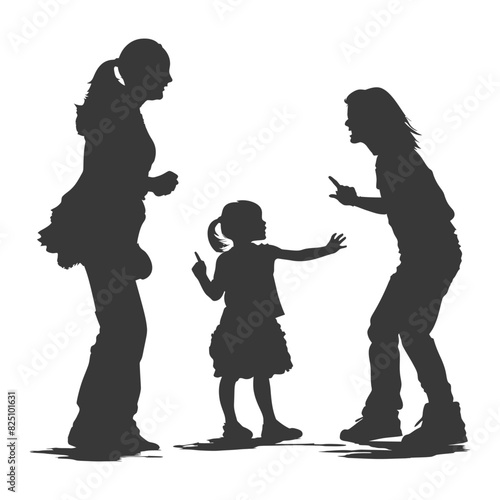 Silhouette Child abuse Parents scold children girl black color only