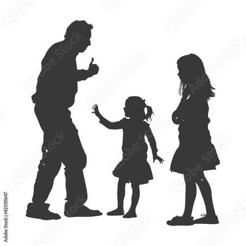 Silhouette Child abuse Parents scold children girl black color only