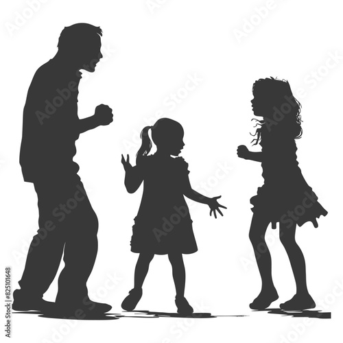 Silhouette Child abuse Parents scold children girl black color only