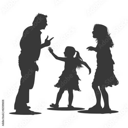 Silhouette Child abuse Parents scold children girl black color only