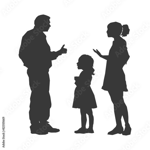 Silhouette Child abuse Parents scold children girl black color only