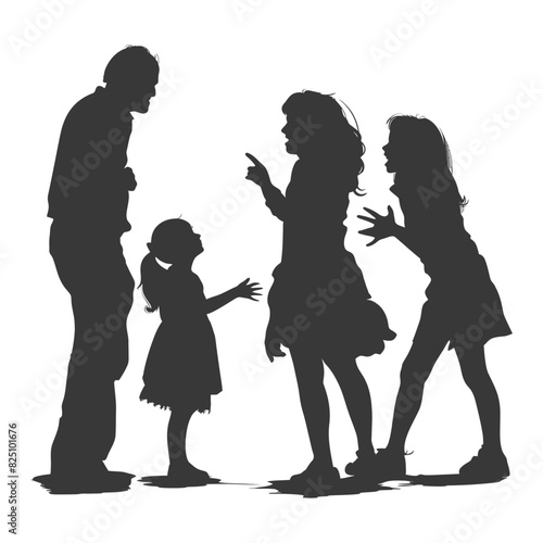 Silhouette Child abuse Parents scold children girl black color only