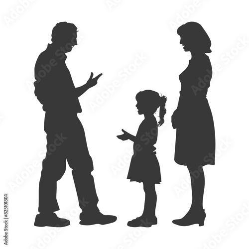 Silhouette Child abuse Parents scold children girl black color only