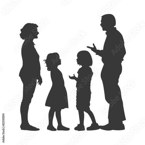 Silhouette Child abuse Parents scold children girl black color only