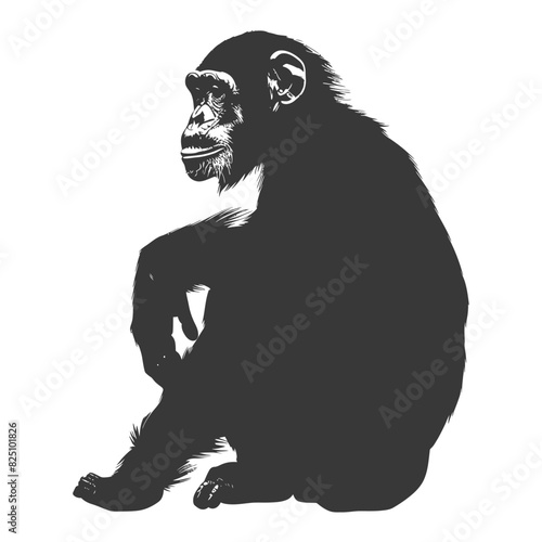 Silhouette Chimpanzee animal black color only