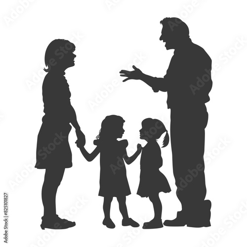 Silhouette Child abuse Parents scold children girl black color only