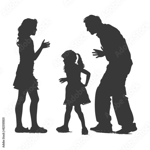 Silhouette Child abuse Parents scold children girl black color only