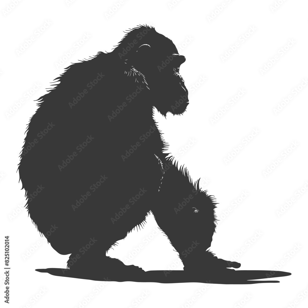 Silhouette Chimpanzee animal black color only