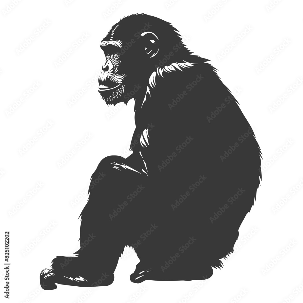 Obraz premium Silhouette Chimpanzee animal black color only