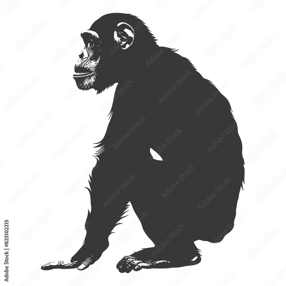 Silhouette Chimpanzee animal black color only Silhouette Chimpanzee animal black color only