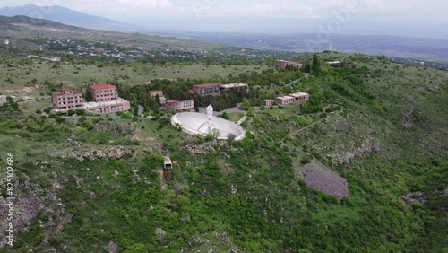 Aerial Drone View of Abandoned Soviet Union Space Telescope ROT54. Deep Space Telescope.  photo